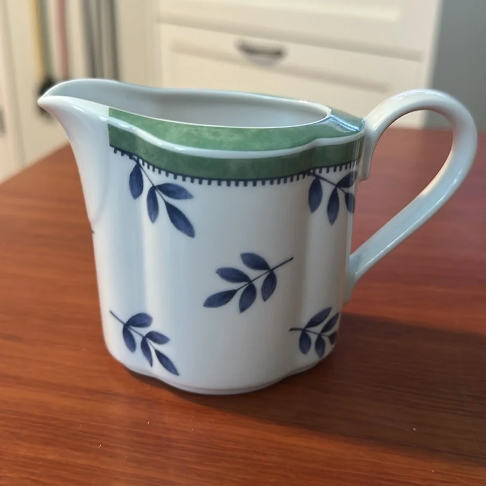 🧡 Blue Leaf and Green Creamer and Sugar Set by Villeroy & Boch Germany 🧡 - Picture 2 of 10